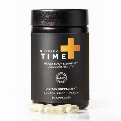 Nuchido Time+ NAD Supplement for Men & Women - Advanced Formula for Healthy Aging, Energy, Focus, Cellular Health & Longevity - Nicotinamide, Alpha Lipoic Acid, Quercetin - 90 Capsules Nuchido Time+Buy Supplements Australia