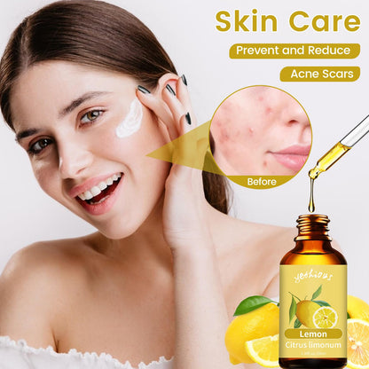 yethious Lemon Essential Oil Lemon Essential Oill for Diffuser, Perfume, Body, Skin, Hair, Candle Soap yethious