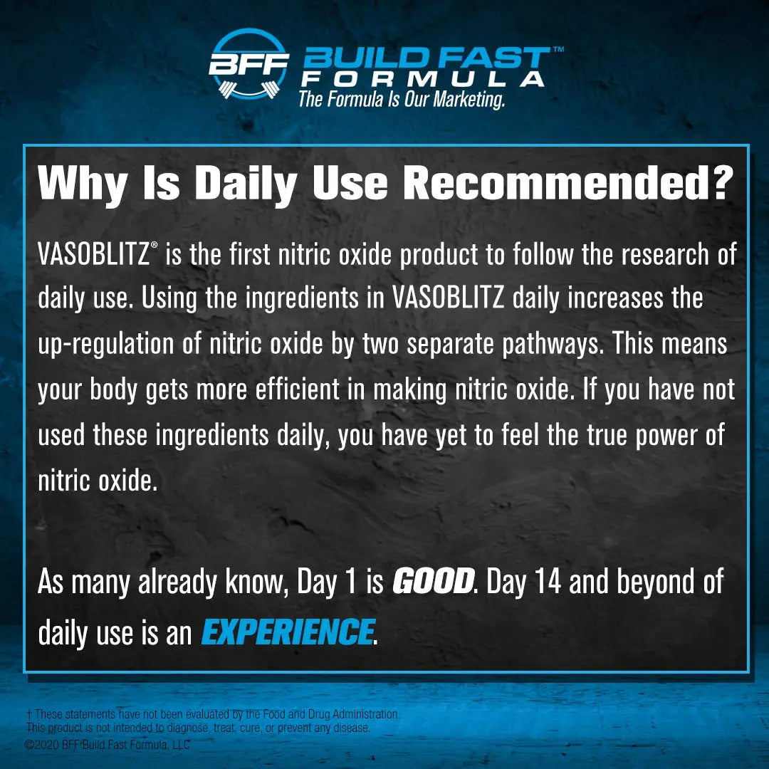 VASOBLITZ Award Winning Dual Nitric Oxide Pre Workout with NO3T Arginine Nitrate BFF Build Fast Formula