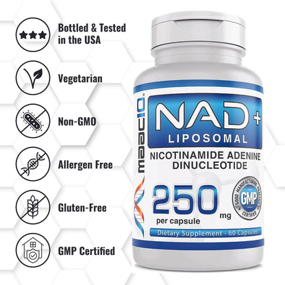 MAAC10 Liposomal NAD Supplement 500mg Serving (2x250mg Capsules) Actual Nicotinamide Adenine Dinucleotide MAAC10Buy Supplements Australia