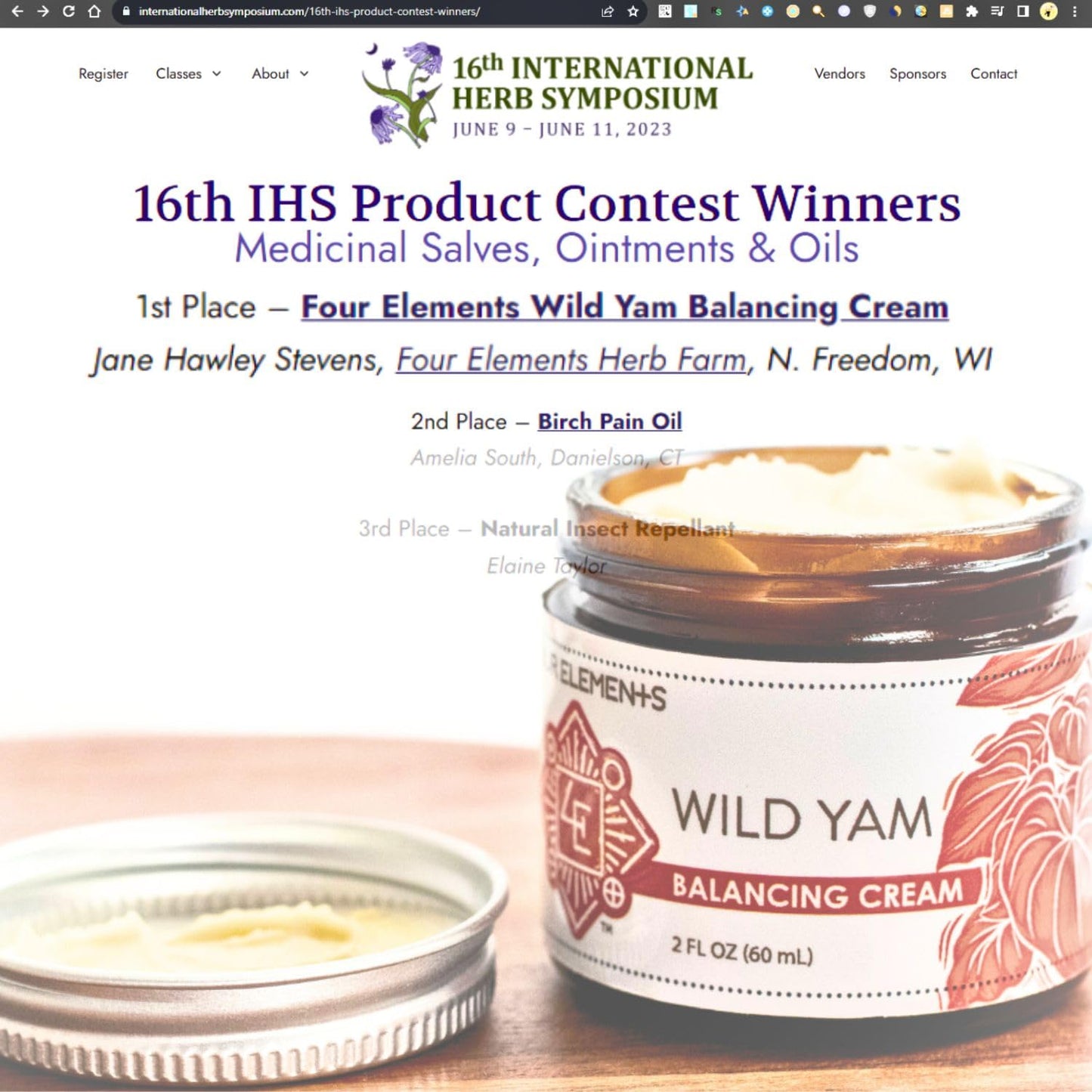 Four Elements 4E Wild Yam Organic Balancing Cream for Women -1st Place Winner Four Elements 4E