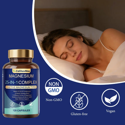 25-in-1 Magnesium Complex | Multi-Form Absorbable Blend for Daily Nutritional Support, 120 Vegan Caps (1) PBZPBZ buy supplements Au