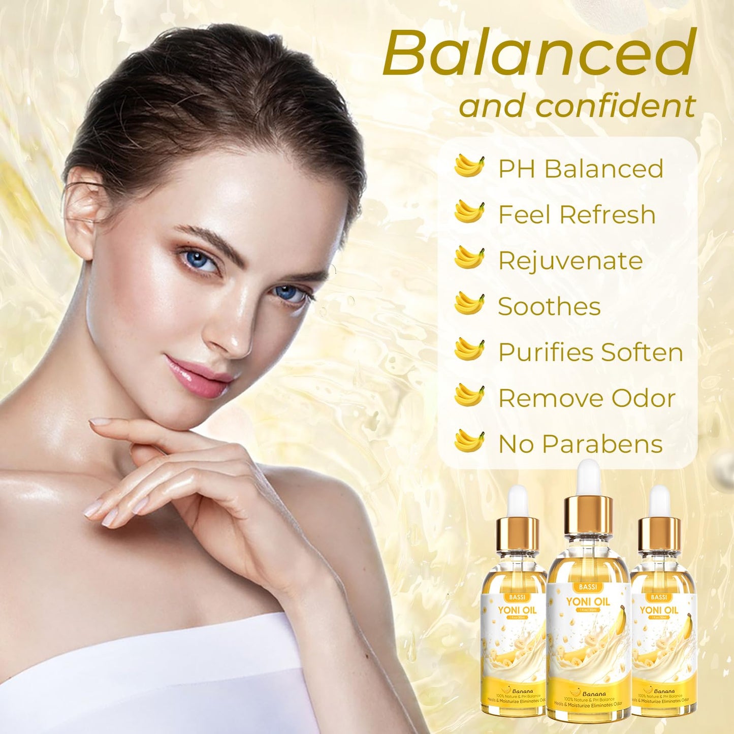 2PCS Yoni Oil Organic Feminine Oil Vaginal Moisturizer - Ph Balance for Women - Feminine Deodorant BASSI