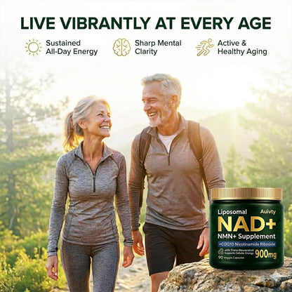 Auivty Liposomal NAD+ NMN Supplement with COQ10, Nicotinamide Riboside, Trans-Resveratrol, 900mg, 90 Veggie Capsules AuivtyBuy Supplements Australia