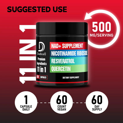 DEDICAD 11in1 NAD Supplement with Nicotinamide Riboside, Quercetin, Resveratrol and 8 More - 2 Month Supply DEDICAD buy supplements Au