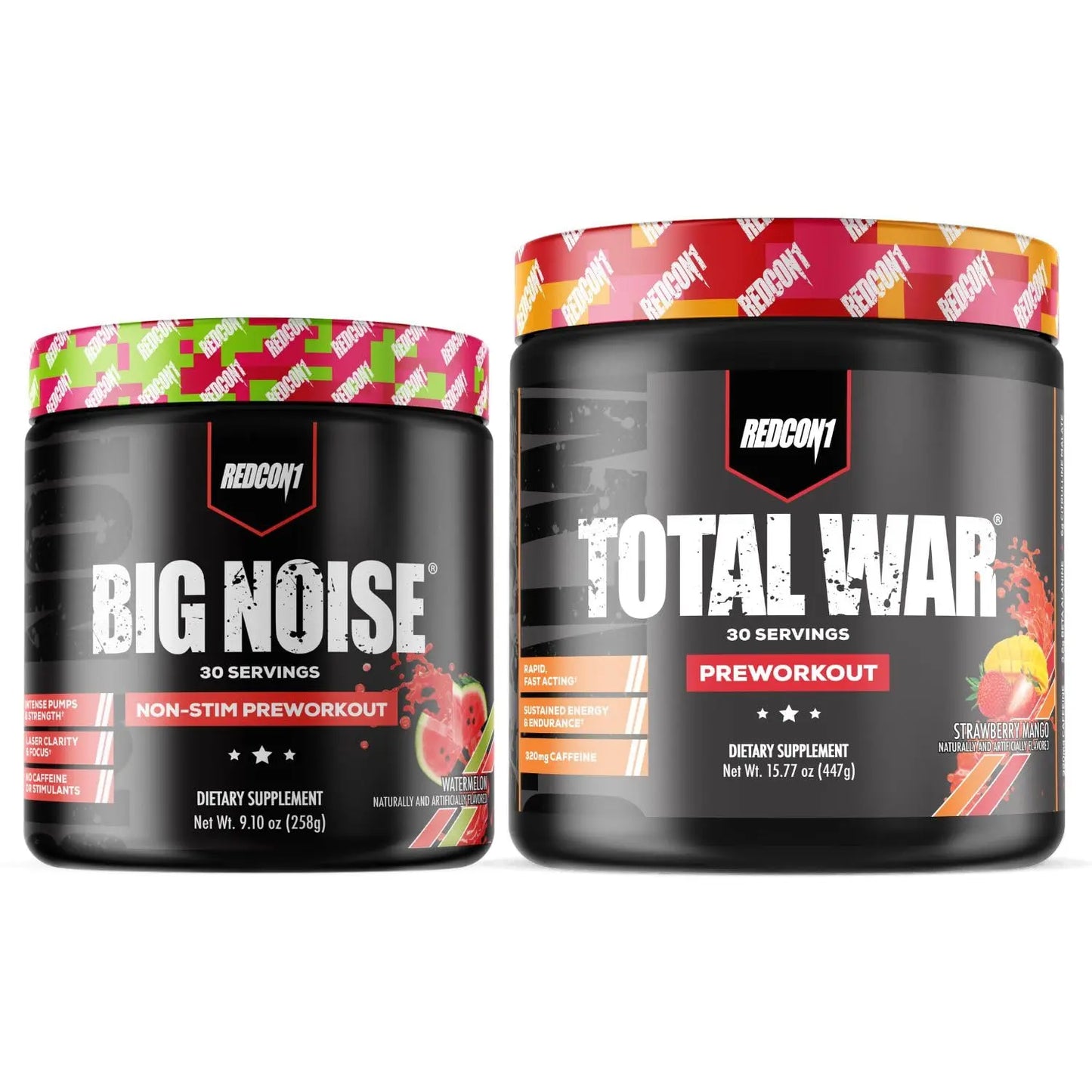 REDCON1 Total War Preworkout (Strawberry Mango) & Big Noise Non-Stim Preworkout REDCON1