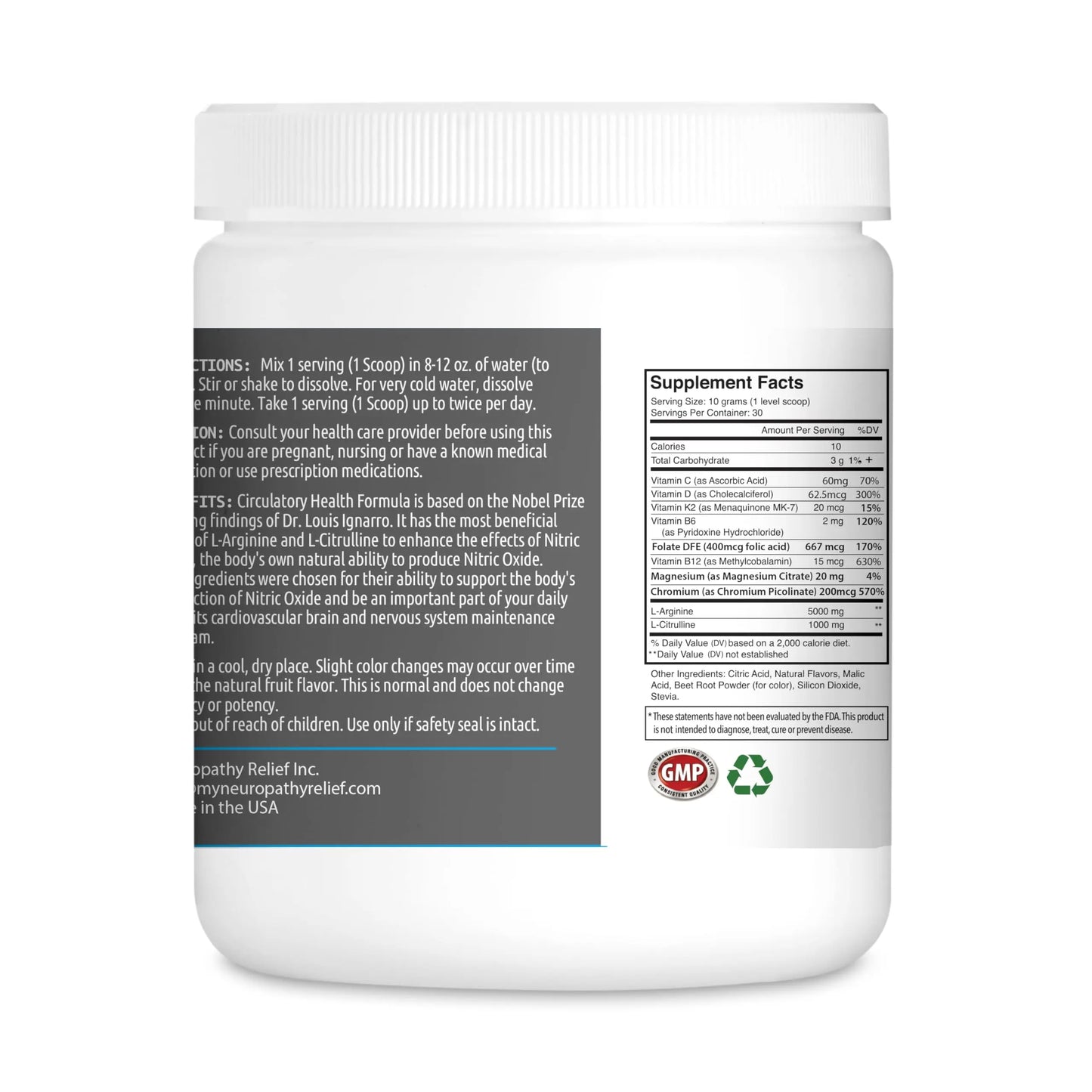 Neuropathy Relief - Circulatory Health Formula Nitric Oxide Booster - Berry Blend - L-Arginine Neuropathy Relief