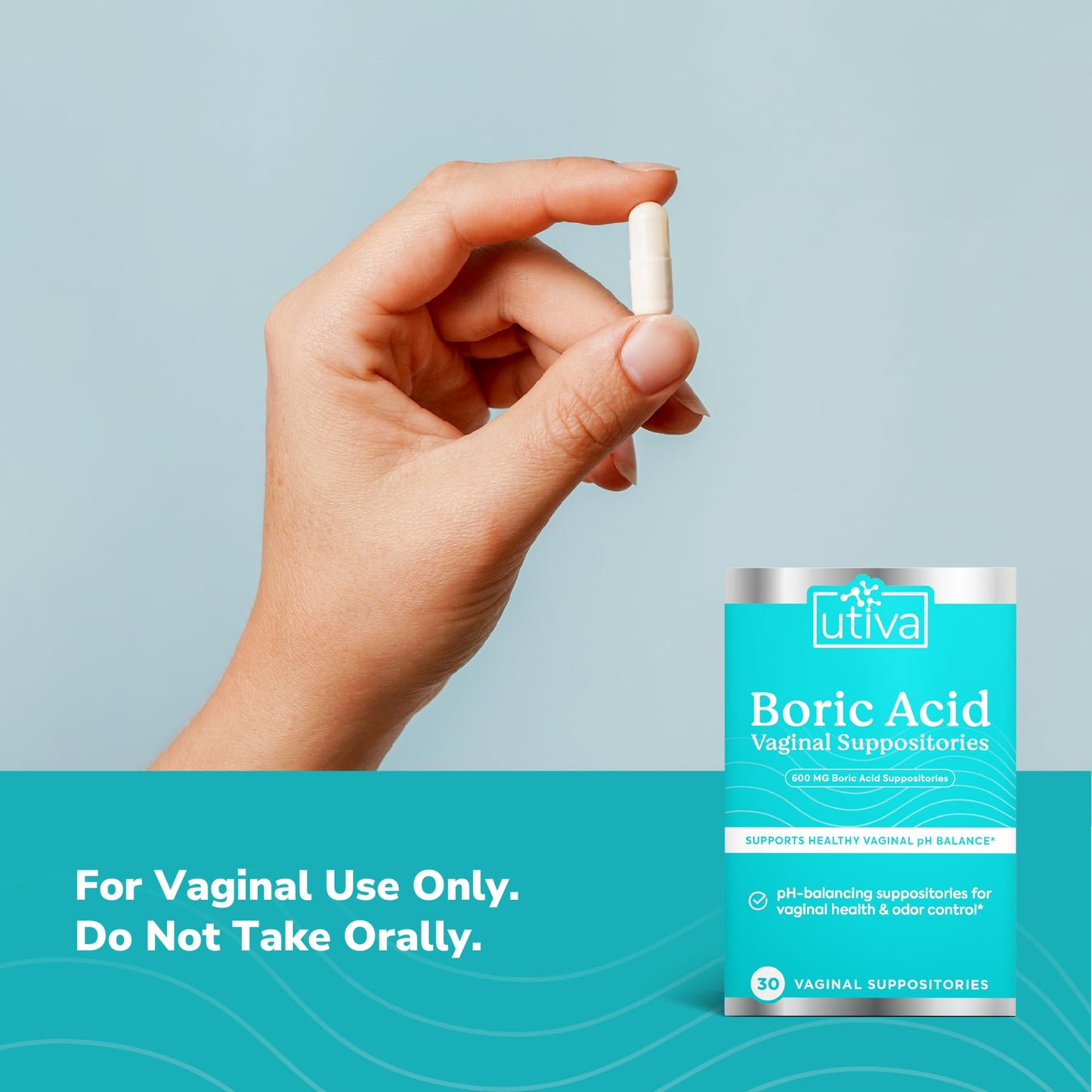 10% Bundle Utiva Boric Acid - 600mg 30-Boric Acid Vaginal Suppositories to Lower pH and Support Vaginal Health + Utiva Suppository Applicators – Hygienic Individually Wrapped 15 Vaginal Applicators Szio+Buy Supplements Australia