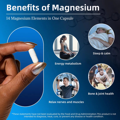 14-in-1 Magnesium Complex Supplement, 1200mg Elemental Magnesium Glycinate, Citrate, Malate, Taurate - Magnesium Complex for Women Nerves, Bone & Heart Health | Non-GMO GrthNutr buy supplements Au