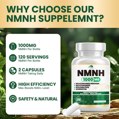 NMNH(Dihydronicotinamide Mononucleotide),NMNH Supplement 1000mg Pure Nicotinamide Mononucleotide,NAD High Purity Supplement Alternative,for Energy,Focus,Non-GMO, Gluten Free,120 Capsules VPKINBuy Supplements Australia