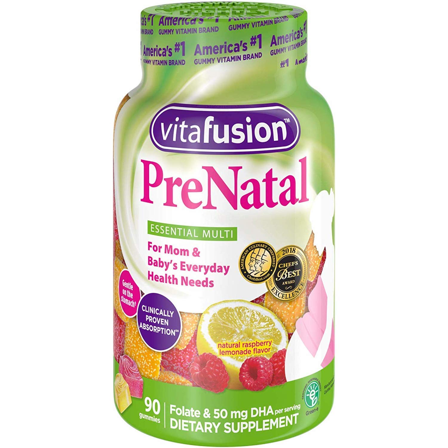 Vitafusion PreNatal Dietary Supplement, Lemon & Raspberry Lemonade Flavors 90 ea (Pack of 11) My Store