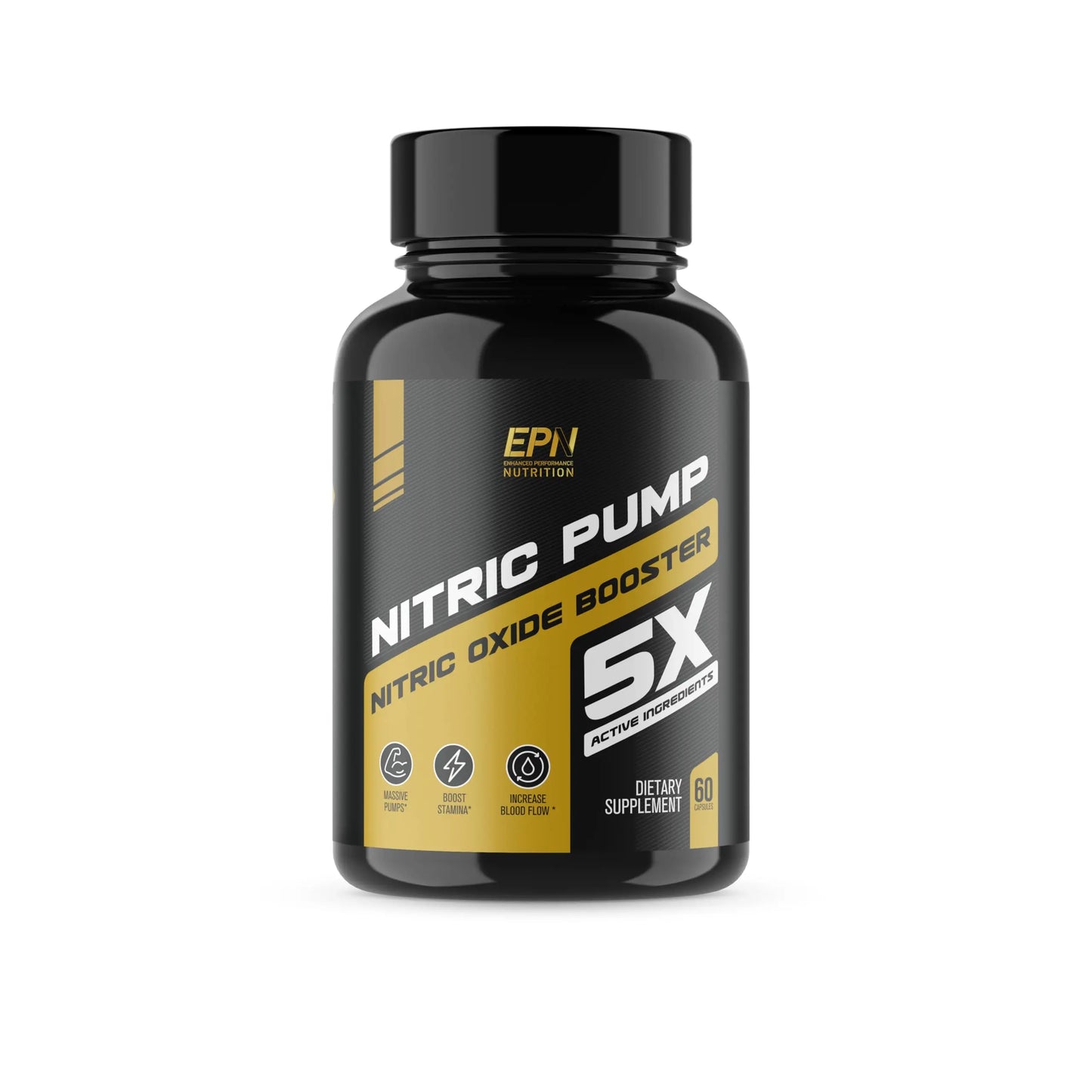 Nitric Pump 5X | #1 Rated Nitric Oxide Booster Supplement | Stim Free Pre Workout EPN Supplements