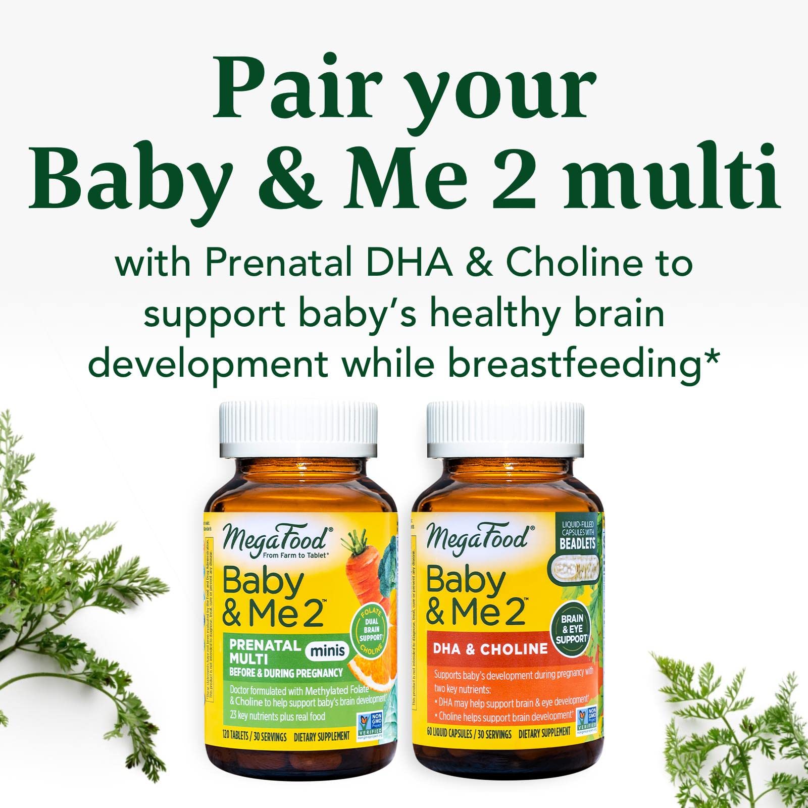 MegaFood Baby & Me 2 Prenatal Vitamin & Minerals - Vitamins for Women - with Folate MegaFood