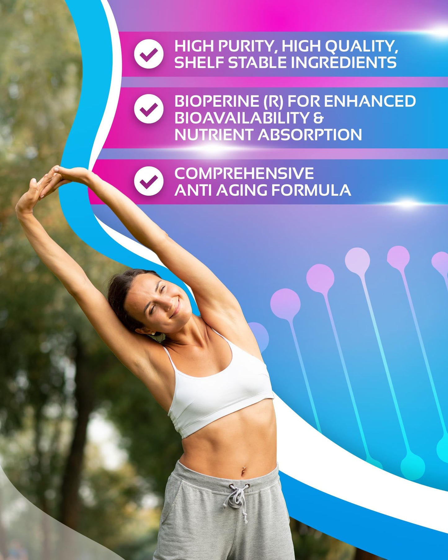 NR + Resveratrol Supplement - Increase NAD, DNA & Cellular Health, Longevity, Vitality. 5-in-1 Anti Aging Formula w/ Nicotinamide Riboside, Trans Resveratrol, Vitamin C, Grape Seed, Pine Bark CogniTuneBuy Supplements Australia