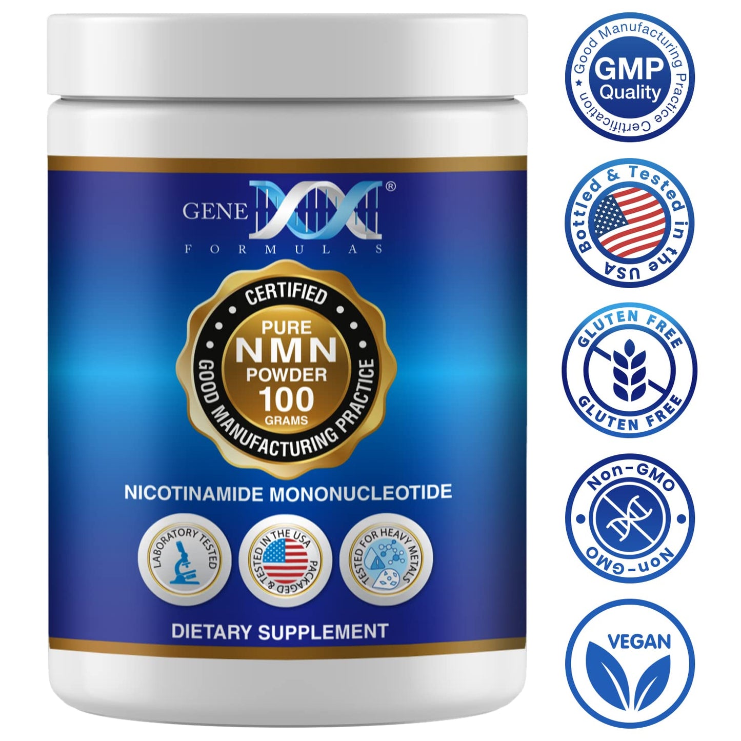 Genex Formulas Pure NMN Powder 100 Grams, Instant Dissolve, Shelf Stable, Non-Synthetic, PVP Free, Ultra-Low Density, 99.9% Pure NMN, Made in a US-Based, GMP, NSF & FSSC 22000 Certified Facility Genex FormulasBuy Supplements Australia