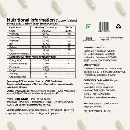 Verem Fertilife Multivitamin - Fertility, Hormones and Reproductive Health - Inositol, Essential Vitamins Verem