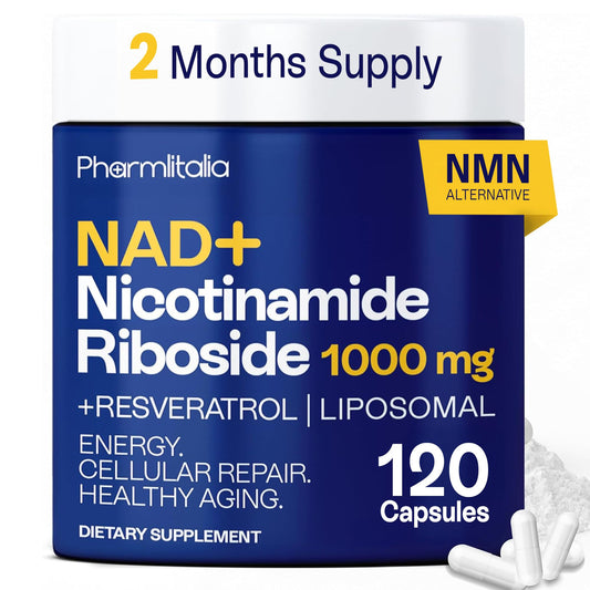 Liposomal NAD+ Supplement with Resveratrol - Nicotinamide Riboside 1000 Mg - NAD Supplements for Women & Men - NMN Supplement Alternative - Advanced NAD Resveratrol for Cellular Energy - 120 Capsules PharmlitaliaBuy Supplements Australia