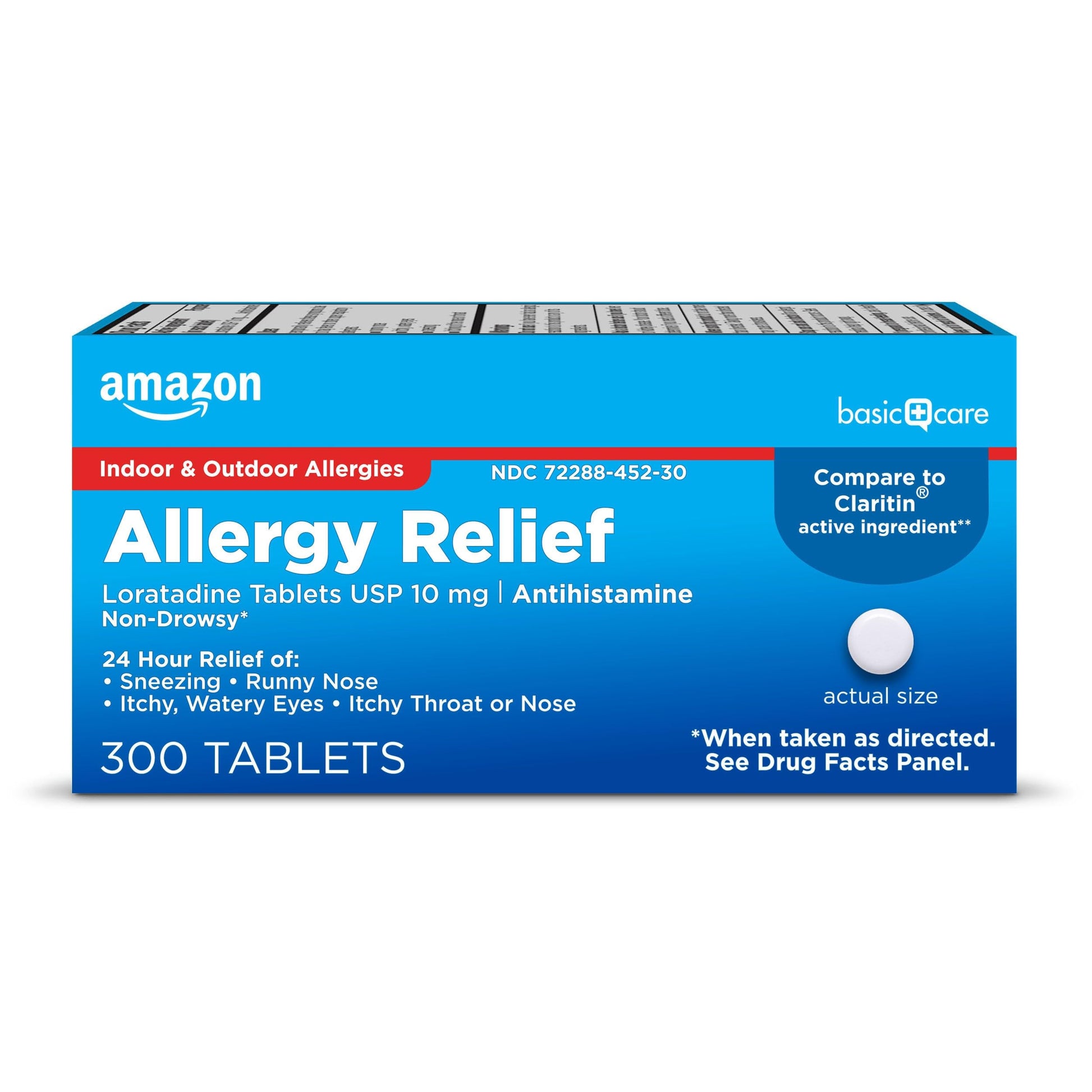 Amazon Basic Care Allergy Relief Loratadine Tablets 10 mg, 24-Hour Non-Drowsy Antihistamine for Runny Nose, Sneezing, Itchy Eyes, 300 Count Amazon Basic Care buy supplements Au