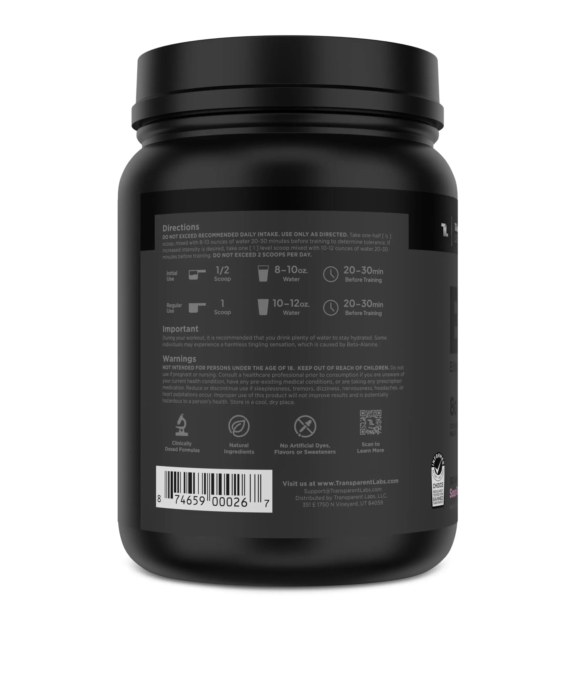 Transparent Labs Bulk Black - Sour Gummy - 30 Servings Transparent Labs