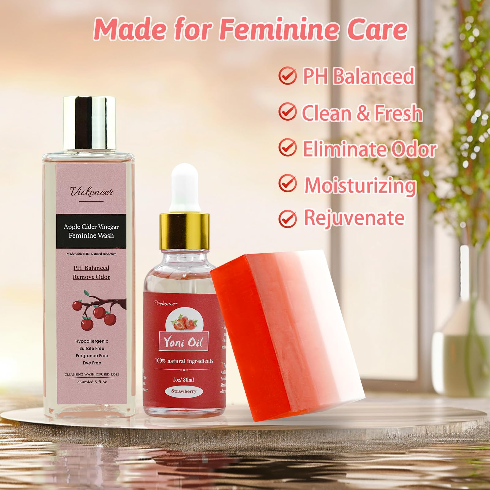 3 Pack Feminine Wash Yoni Bar Yoni Oil Set for Women, Yoni Wash for Balance Vagina PH Wetness tovaginshBuy Supplements Australia