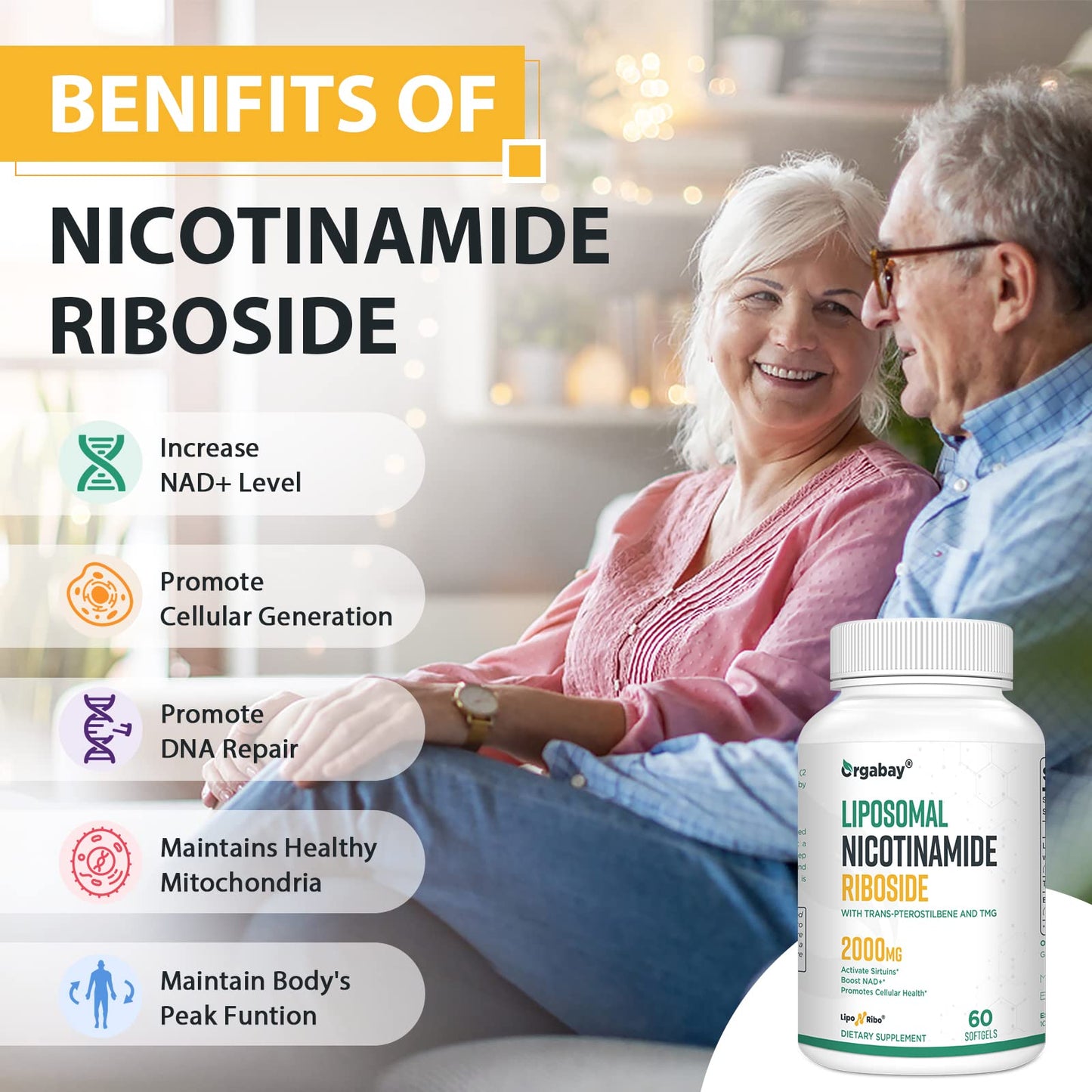Liposomal Nicotinamide Riboside 2000 MG with TMG and Pterostilbene, Similar to NMN Supplements Boost NAD+, Support Healthy Aging, 240 Count OrgabayBuy Supplements Australia