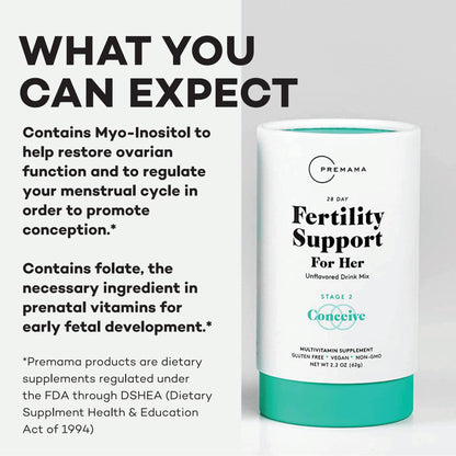 Premama Prenatal Vitamin Energy Boost Drink Mix & Fertility Support Bundle, Omega 3, B Vitamins Premama