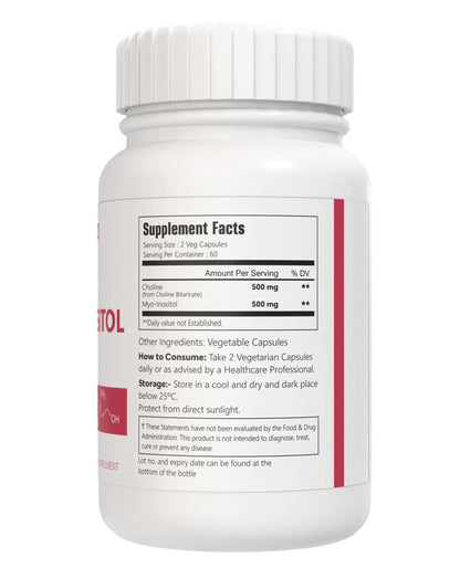 VitaCosmoX Choline and Myo-Inositol Supplement, 1000 mg Each, 120 Veggie Capsules 100% Vegetarian, Non-GMO & Gluten Free VitaCosmoX buy supplements Au