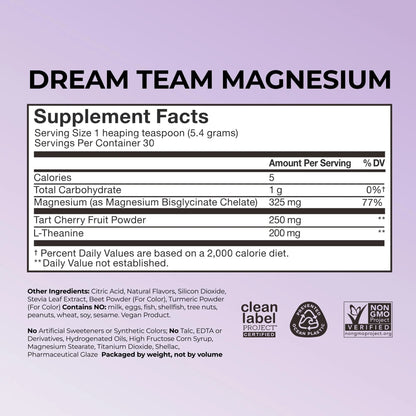 Hum Nutrition Dream Team Magnesium Bisglycinate Powder, L Theanine & Tart Cherry Magnesium Supplement Drink Mix, Support Rest, Relaxation & Sleep Routine, Gluten Free, Vegan, Cherry Lemon, 30 Servings HUM buy supplements Au