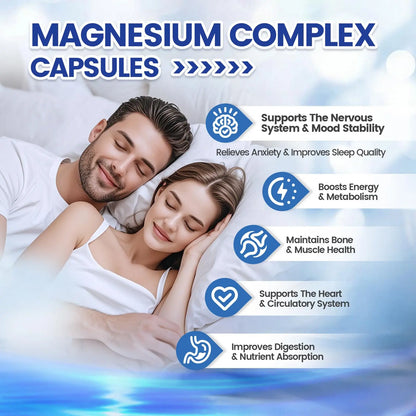 1000mg Magnesium Complex Capsules, 8-in-1 Magnesium Glycinate, Citrate, Malate, Taurate, Oxide, Carbonate, Aspartate, Orotate - 240 Capsules VivoNu