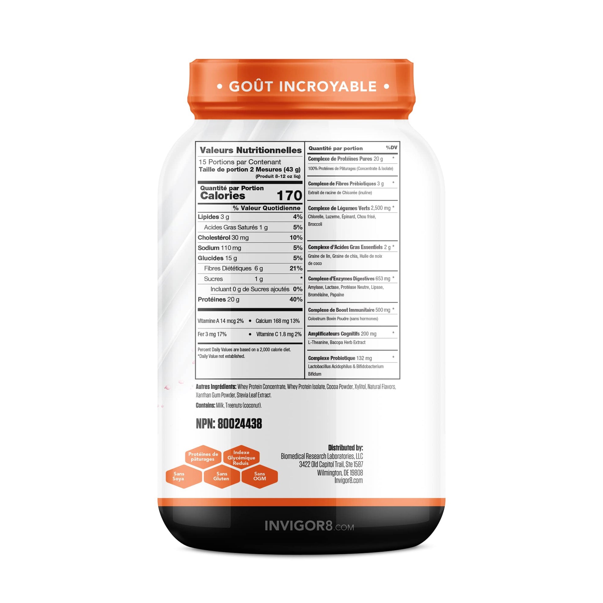 INVIGOR8 Superfood Grass Fed Whey Protein Isolate Shake Chocolate Brownie Gluten INVIGOR8Buy Supplements Australia