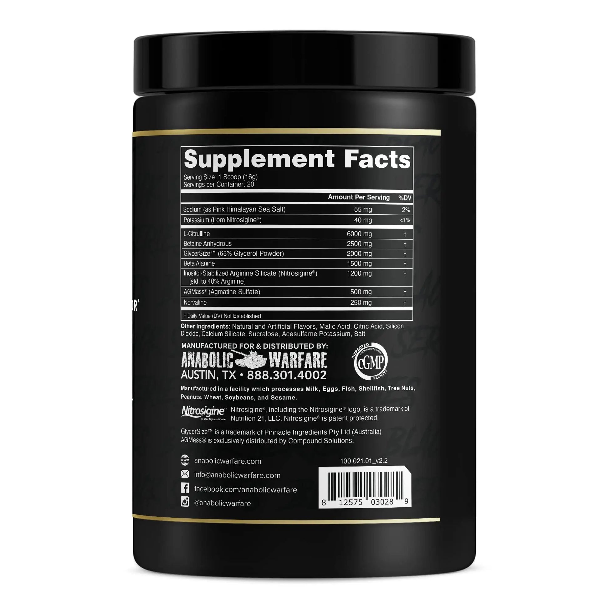 Anabolic Warfare Veiniac Muscle Pump Activator Supplement Stimulant Free Pre-Workout Anabolic Warfare