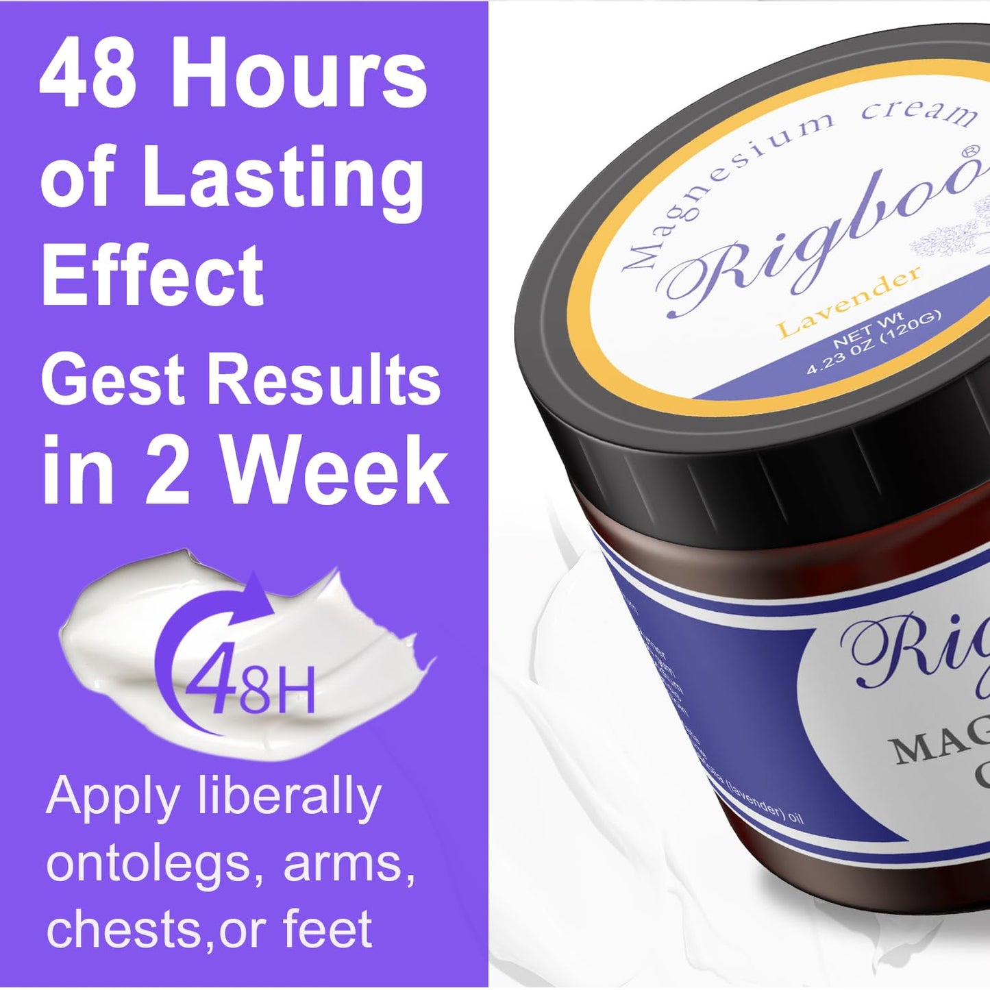 RIGBOO Magnesium Lotion for Sleep, Magnesium Cream, Muscle Relief and Relaxation Non-Greasy, Fast Absorbing Body Lotion with Coconut Oil with Chamomile, Safe for Sensitive Skin (Lavender) RIGBOOBuy Supplements Australia