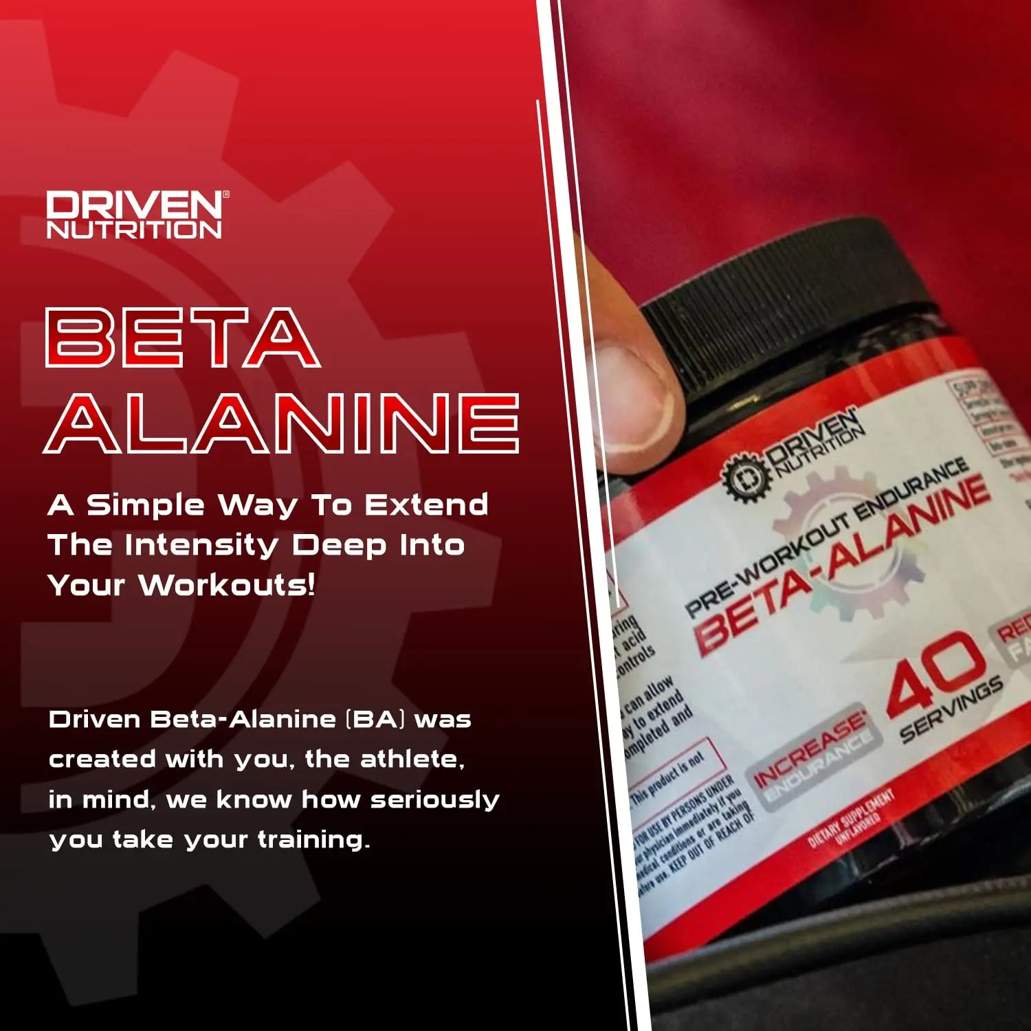 Driven Nutrition Beta Alanine, Unflavored - Preworkout Carnosine Booster for Physical Driven Nutrition
