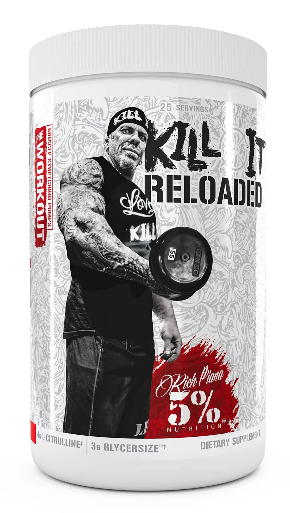 5% Nutrition Rich Piana Kill It Reloaded High Stim Pre-Workout | Ultra Energy, Focus 5% Nutrition