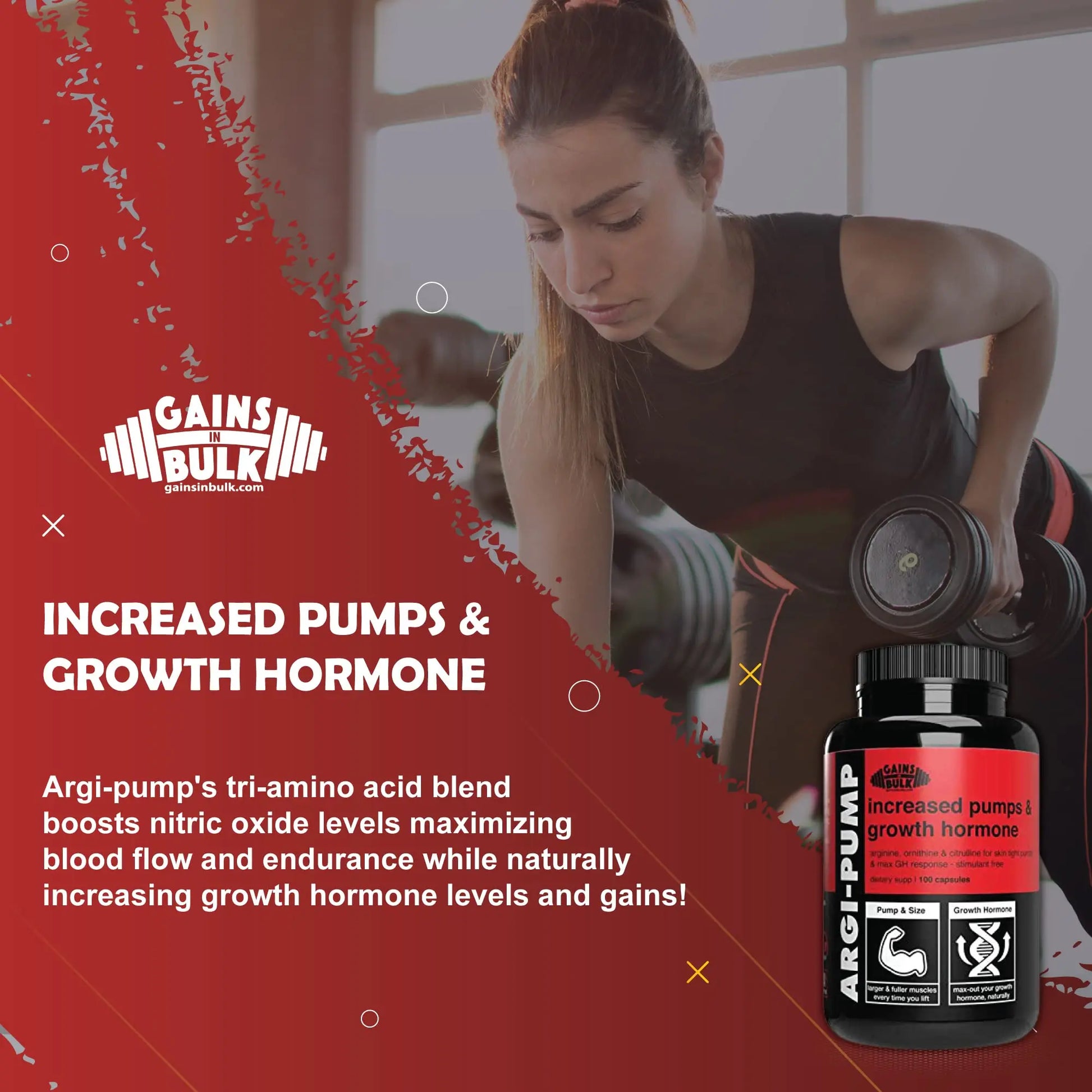 Gains in Bulk, Argi Pump, L-Arginine Nitric Oxide Booster with L-Citrulline and L-Ornithine GAINS IN BULK GAINSINBULK.COM