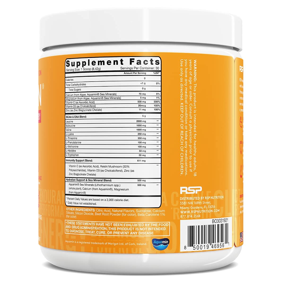 RSP NUTRITION Vegan AminoLean Pre Workout Energy (Acai 25 Servings) with AminoLean Recovery Post Workout Boost (Blood Orange 30 Servings)