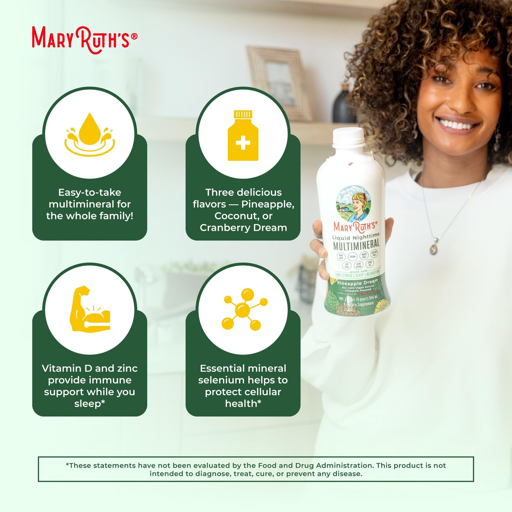 MaryRuth Organics Liquid Nighttime Multimineral | NO Melatonin | Magnesium Citrate | Calcium | Zinc | Vitamin D3| Available in 4 Flavors | Vegan | Sugar Free | Gluten Free | 32 Oz MARYRUTH'SBuy Supplements Australia