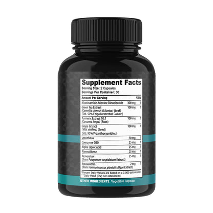 NAD+ Supplement Complex – NAD Supplement+ 300 mg with Astaxanthin, Urolithin A, Resveratrol, CoQ10 & Antioxidant Blend – Cellular Energy, Mitochondrial Support – 120 Count (Pack of 1) VitabemBuy Supplements Australia