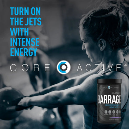 (CORE)ACTIVE Barrage Pre Workout Powder - Preworkout for Women & Men, Creatine (CORE)ACTIVE