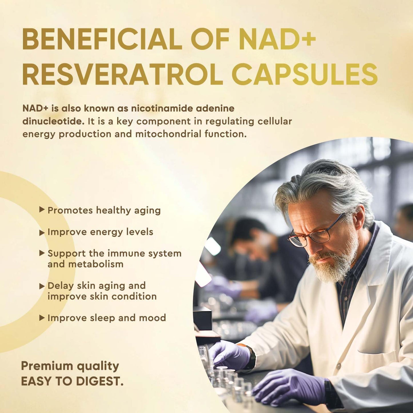 Life Nutrition NAD+ Supplement 1000 mg - 120 Capsules True NAD+ & Resveratrol, NMN Alternative Supports Anti-Aging, Cellular Energy & Repair, Metabolism & Brain Boost for Men & Women Life NutritionBuy Supplements Australia