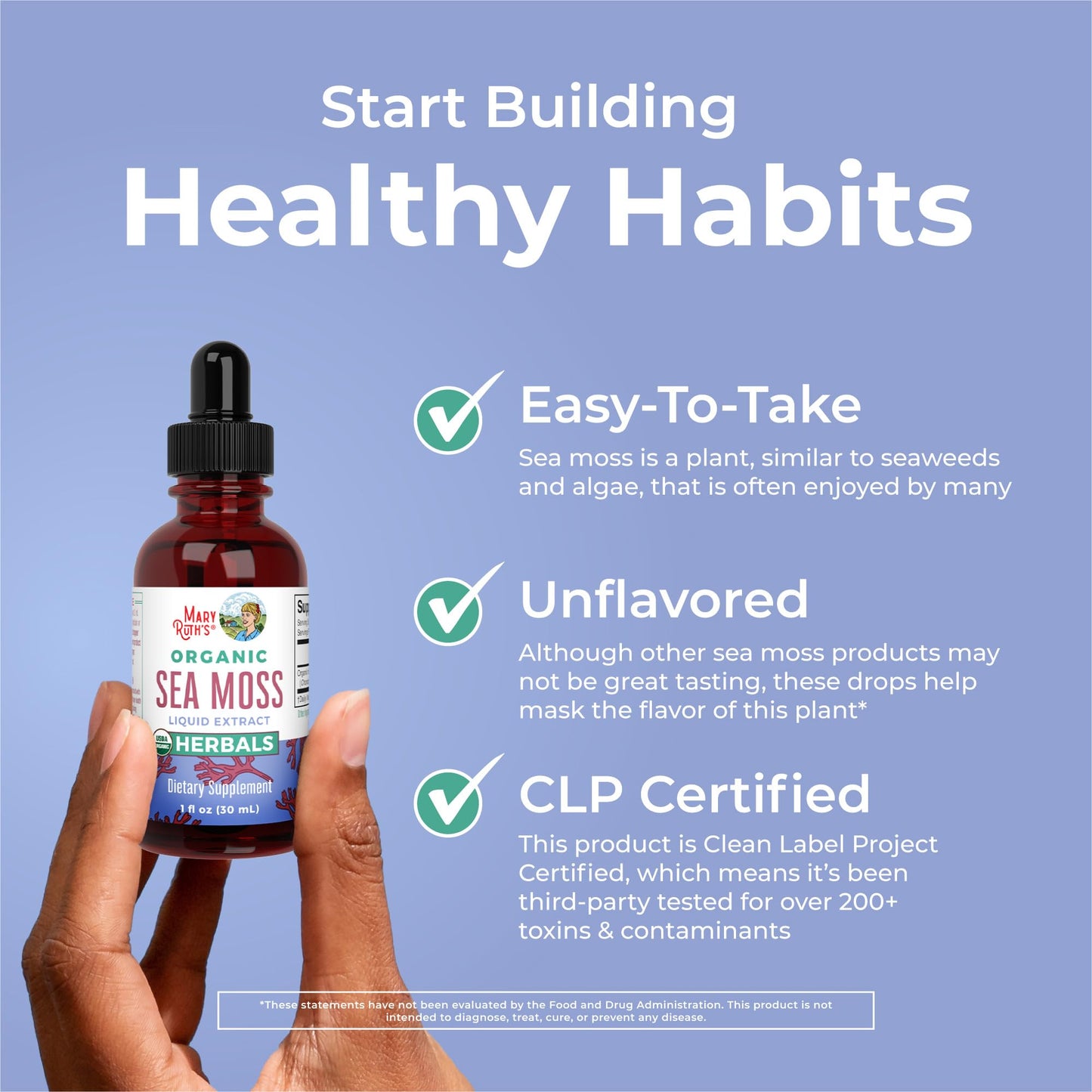 MaryRuth Organics Irish Sea Moss Liquid Drops | Chondrus Crispus | Wild Harvested | Organic Irish Moss Formulated for Adults & Kids Ages 14+ | Unflavored | Sugar Free | Vegan | Non-GMO | 1 Fl Oz MARYRUTH'SBuy Supplements Australia