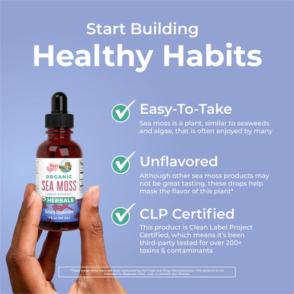MaryRuth Organics Irish Sea Moss Liquid Drops | Chondrus Crispus | Wild Harvested | Organic Irish Moss Formulated for Adults & Kids Ages 14+ | Unflavored | Sugar Free | Vegan | Non-GMO | 1 Fl Oz MARYRUTH'SBuy Supplements Australia