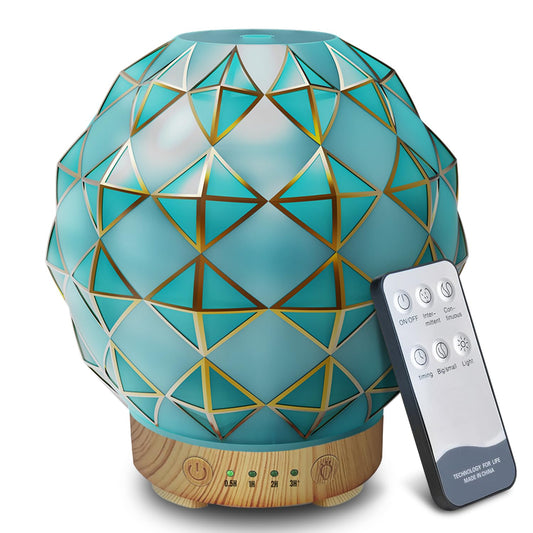 Youenkity Essential Oil Diffuser, Glass Ultrasonic Aromatherapy Diffuser with 7 Color LED Lights YOUENKITY