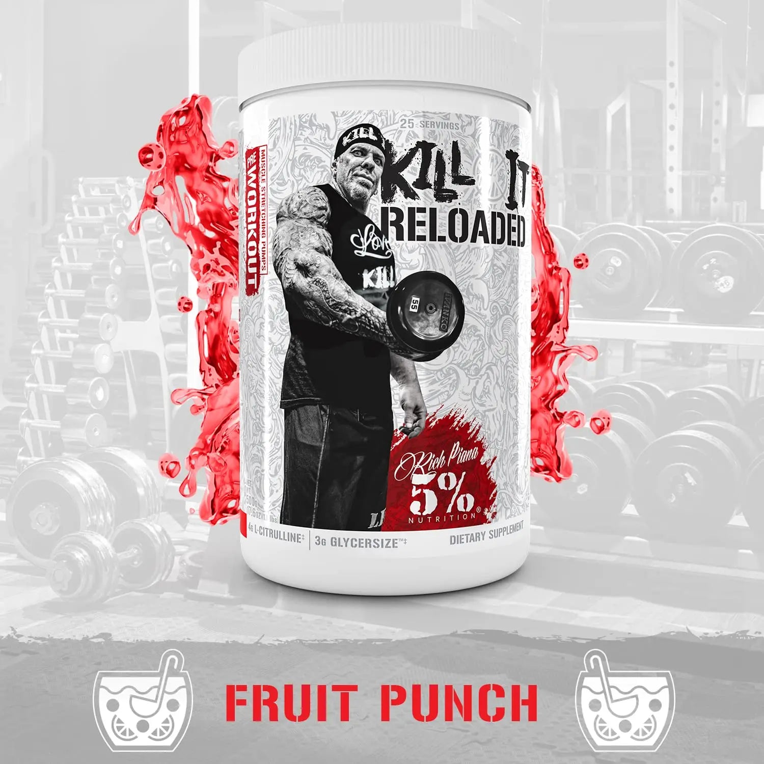5% Nutrition Rich Piana Kill It Reloaded High Stim Pre-Workout | Ultra Energy, Focus 5% Nutrition
