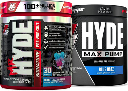 PROSUPPS Mr. Hyde Signature Blue Razz and Hyde Max Pump Blue Razz Bundle PROSUPPS