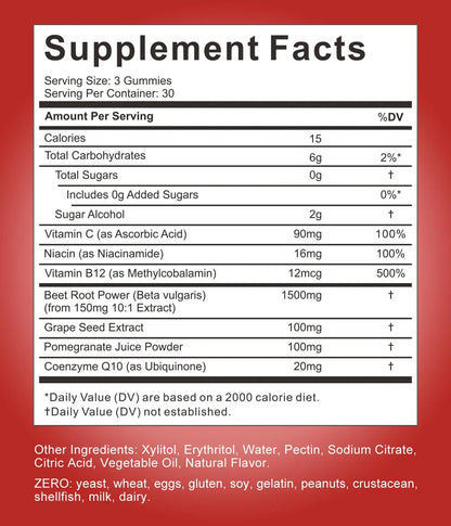 Wiszeen Beet Root Gummies - 60 Servings - Beets Gummies Beet Chews Nitric Oxide Wiszeen