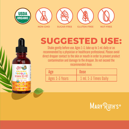 MaryRuth Organics Vitamin D3 | Vitamin K2 | Vitamin D3 K2 Drops | K2 D3 Vitamin Liquid Supplement for Toddlers | Kids Supplement for Calcium Absorption Strong Bones | Vegan | Gluten Free | 1 Fl Oz MARYRUTH'SBuy Supplements Australia