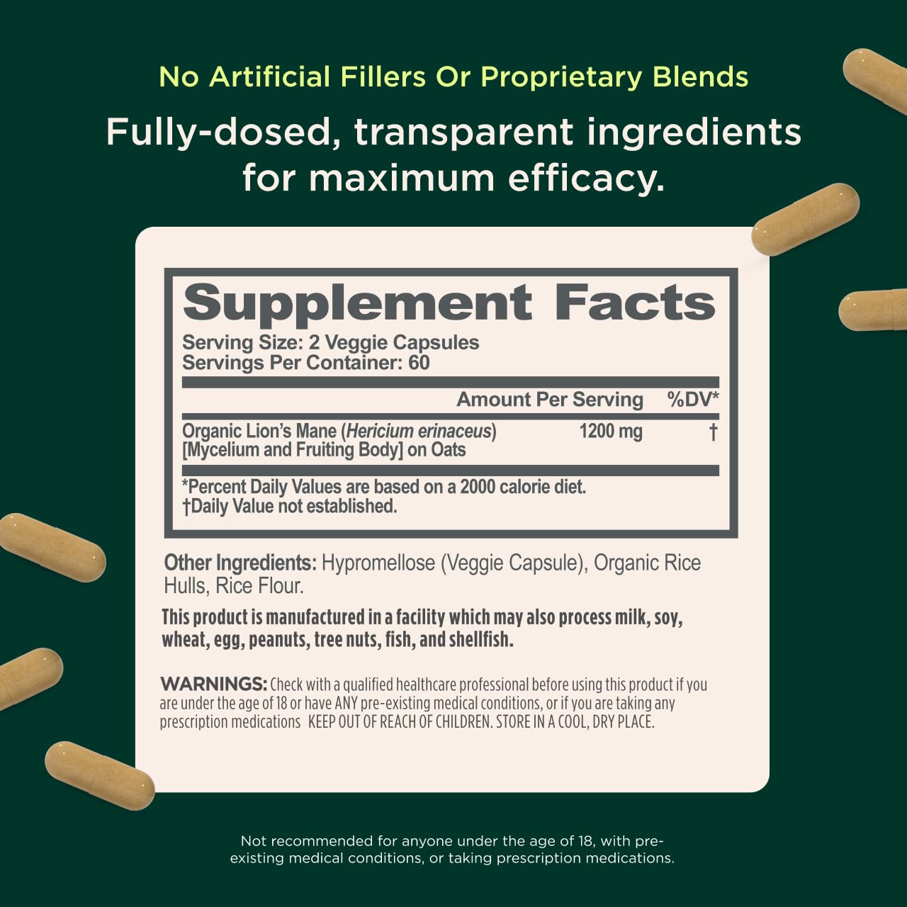 The Genius Brand Genius Lion's Mane - Plant-Based Supplement for Memory, Focus & Mood Support - Organic & Non-GMO - 120 Veggie Capsules The Genius BrandBuy Supplements Australia