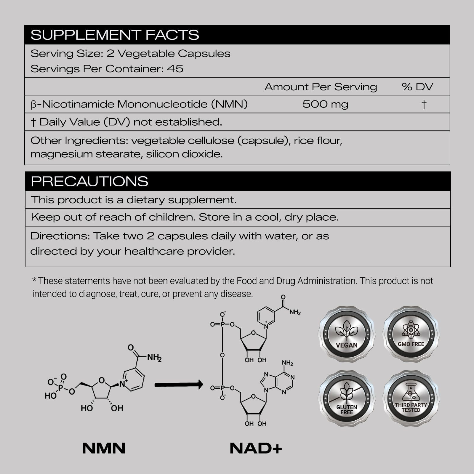 PEPAX NMN Supplement 500mg - 99% Pure NMN Supplement Capsules for Increased NAD Levels & Healthy Aging - Third Party Tested Stabilized Capsules, cGMP Certified, 90 Liposomal NMN (45 Servings) PEPAXBuy Supplements Australia