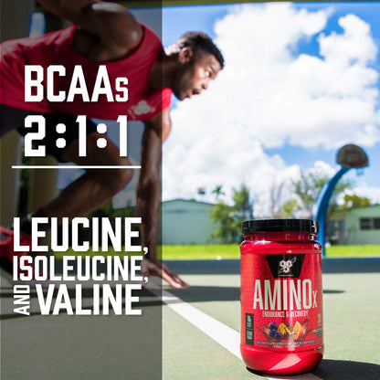 BSN Amino X Muscle Recovery & Endurance Powder with BCAAs, 10 Grams of Amino Acids, Keto Friendly, Caffeine-Free, Support Endurance, Zero Sugar, Blue Raz,